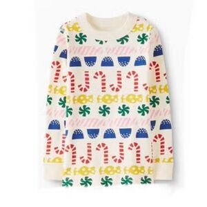 Hanna Andersson White Cotton Long Sleeve Stocking Sweets Colorful Pajama Top 6